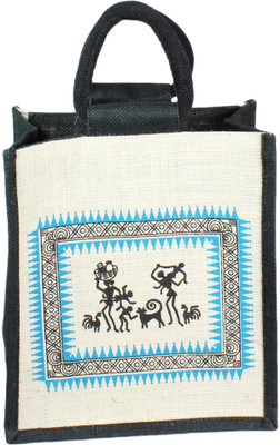 

Neska Moda BG54-Jute Bag Waterproof Lunch Bag(Blue, 5 L)