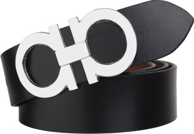 

Styles Creation Men Casual Black Genuine Leather Belt, Black;silver