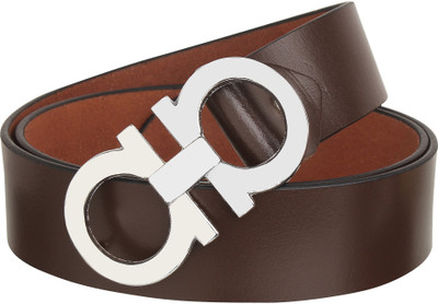 

Styles Creation Men Casual Brown Genuine Leather Belt, Brown;silver