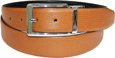 

Torque Dzinte Men Formal Tan Genuine Leather Reversible Belt