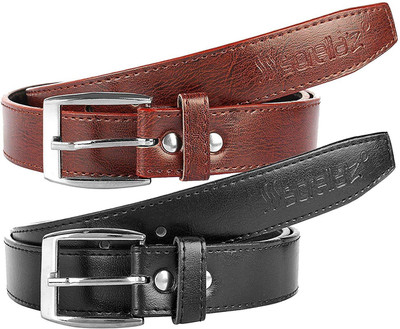 

Sorellaz Men Party, Formal Black Artificial Leather Belt, Black & cherry brown