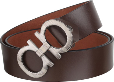 

Styles Creation Men Party Brown Genuine Leather Belt, Brown;silver