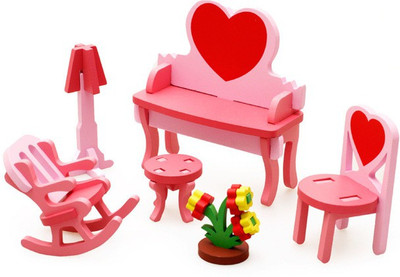 

Montez 3D Wooden Assembling Furniture Blocks Dressing Table Set with Spectacular Finishing(Multicolor)