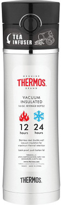 

Thermos Drink Bottle with Tea Infuser, Black 860 ml Sipper(Pack of 1, Silver)
