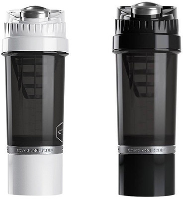 Cyclone Cups Shaker Bottle Set of 2 - Black and White 592 ml Sipper(Pack of 2, Black, White)