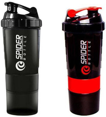 

Spider Combo of Protien Gym 500 Shaker(Pack of 2, Black, Red), Black and red