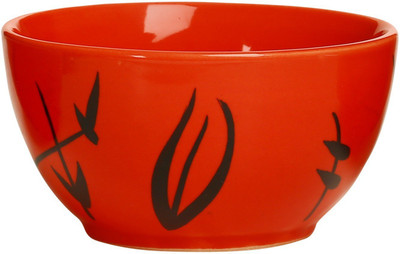 

caffeine Katori Ceramic in Glossy Red Leaf (Set of 1) Handmade Stoneware, Ceramic Bowl(Red, Pack of 1)