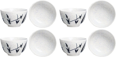 

caffeine Katori Dessert Bowl in Matte White Leaf (Set of 8) Ceramic Bowl Set(White, Pack of 8)