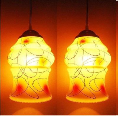 PR Prashant Pack of 2 Pendants Ceiling Lamp(Brown)