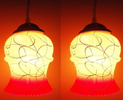PR Prashant Pack of 2 Pendant Lamp Ceiling Lamp(Pink)