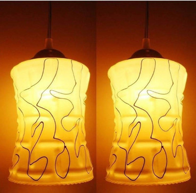 PR Prashant Pack of 2 Pendants Ceiling Lamp(Black)
