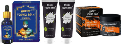 

Angry Young Man Beard Oil (30 Ml), Charcoal Face Wash ( 50gm x 2 ) & Face Cream (50 Gm) Combo Pack of 3(Set of 4)