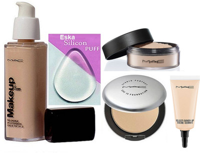 

eska vSilicon Puff, Mac Makeup Pro Longwear Foundation Spf 10,Studio Prefect Compact,Loose Powder,Select Cover-up(Set of 5)