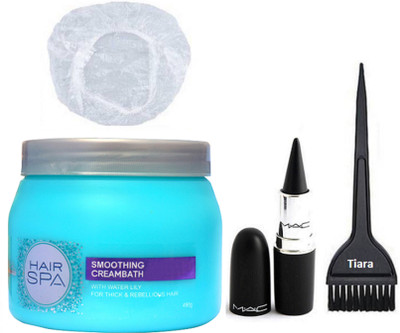 

Tiara Brush , L'oreal Professional Smoothing Creambath Spa And Mac Stick , Shower Cap(Set of 4)