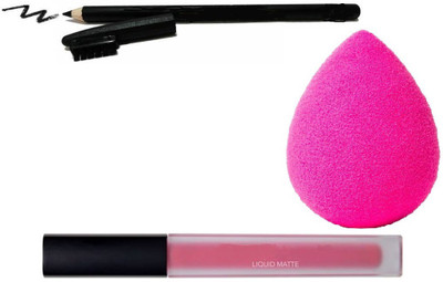 

Forever 21 Personal Care Eye Liner Red Beauty Lipsticks & Blander Puff ( Black & Pink & Puff)(Set of 3)