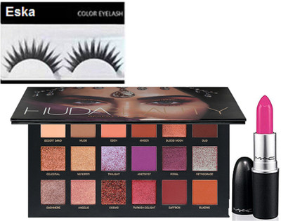 

eska Eyelashes, DESERT DUSK PALETTE,Mac Candy Yum-yum Lipstick(Set of 3)