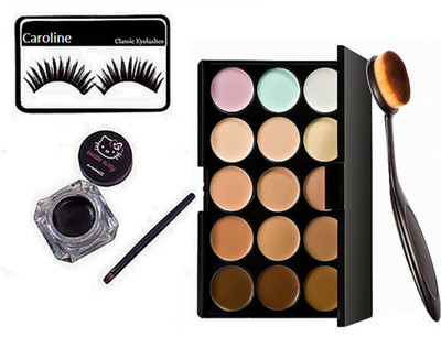 

caroline Eyelashes , Conceler Palatte , Hello Kitty Eyeliner , Makeup Brush , Eyeliner Brush(Set of 5)