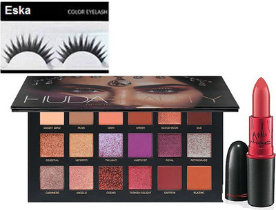 eska Eyelashes, DESERT DUSK PALETTE & Lady Gaga Lipstick(Set of 3)