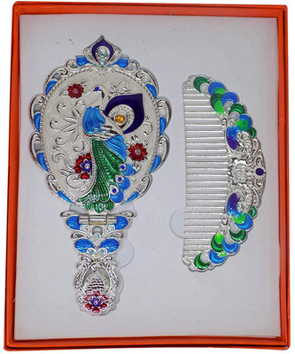 

RAAYA Vintage Hair Comb and Mirror Set for Home Use Perfect Gift for Wife, Pack of 1(Set of 2)