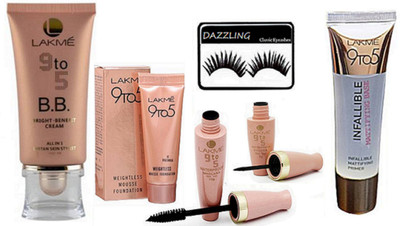 

DAZZLING Eyelashes, 9to5 BB Bright Benefit Cream, Weightless Mousse Foundation 6 g, Waterproof Eyeliner & Mascara, Infallible Mattifying Primer(Set of 6)