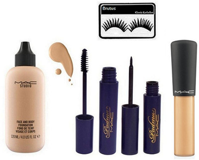 

brutus Eyelashes , Mac Face & Body Liquid Foundation , Padma Eyeliner , Mascara , Concealer(Set of 5)