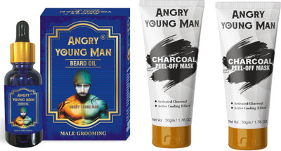

Angry Young Man Beard Oil (30 ml) & Charcoal Peel Off Mask (50 gm) Combo (Pack of 3)(Set of 3)