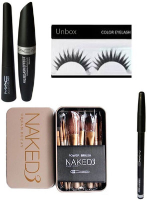 

unbox combo set of eyelashes eyeliner eyebrow pencil eyemascara naked brush set(Set of 16)