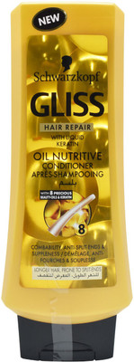 

Schwarzkopf Gliss Hair Repair Oil Nutritive Conditioner, Longer Hair, Prone to Split-Ends 400ml(400 ml)