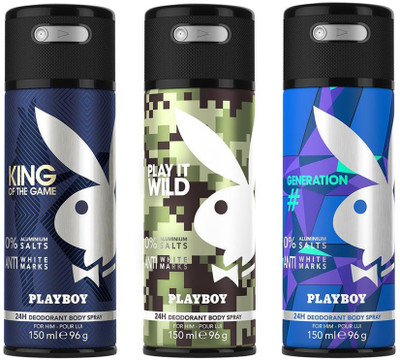 

Playboy King + Generation + Wild Deodorant Spray - For Men(450 ml)