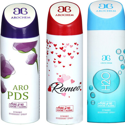 

AROCHEM ARO PDS & ROMEO & H2O DYNAMIC DEODORANT BODY SPRAY BODY DEO SPRAY Body Spray - For Men & Women(600 ml, Pack of 3)