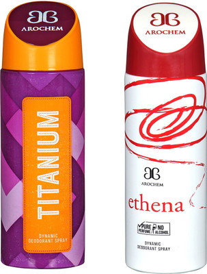 

AROCHEM TITANIUM & ETHENA DYNAMIC DEODORANT BODY SPRAY BODY DEO SPRAY Body Spray - For Men & Women(400 ml, Pack of 2)