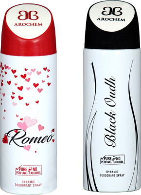 

Arochem Combo Pack Romeo and Black Oudh Dynamic Deodorant Spray Deodorant Spray - For Men & Women(400 ml, Pack of 2)