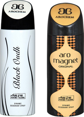 

Arochem Combo Pack Black Oudh and Aro Magnet Dynamic Deodorant Spray Deodorant Spray - For Men & Women(400 ml, Pack of 2)