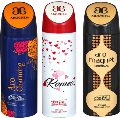 

arochem ARO CHARMING & ARO MAGNET & ROMEO DYNAMIC DEODORANT BODY SPRAY BODY DEO SPRAY Body Spray - For Men & Women(600 ml)