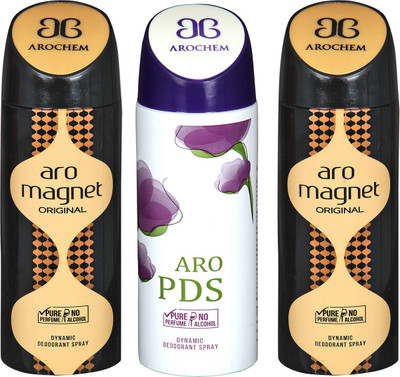 

AROCHEM ARO MEGNET-2 & ARO PDS DYNAMIC DEODORANT BODY SPRAY BODY DEO SPRAY Body Spray - For Men & Women(600 ml, Pack of 3)