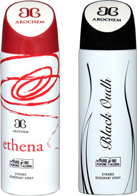 

Arochem Combo Pack Ethena and Black Oudh Dynamic Deodorant Spray Deodorant Spray - For Men & Women(400 ml, Pack of 2)