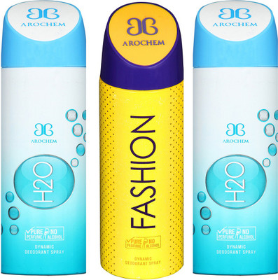 

AROCHEM H2O-2 & FASHION DYNAMIC DEODORANT BODY SPRAY BODY DEO SPRAY Body Spray - For Men & Women(600 ml, Pack of 3)