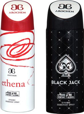 

Arochem Combo Pack Ethena and Black Jack Dynamic Deodorant Spray Deodorant Spray - For Men & Women(400 ml, Pack of 2)