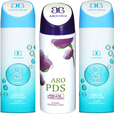 

AROCHEM H2O-2 & ARO PDS DYNAMIC DEODORANT BODY SPRAY BODY DEO SPRAY Body Spray - For Men & Women(600 ml, Pack of 3)