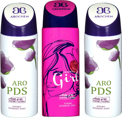 

AROCHEM ARO PDS-2 & GIRL DYNAMIC DEODORANT BODY SPRAY BODY DEO SPRAY Body Spray - For Men & Women(600 ml, Pack of 3)