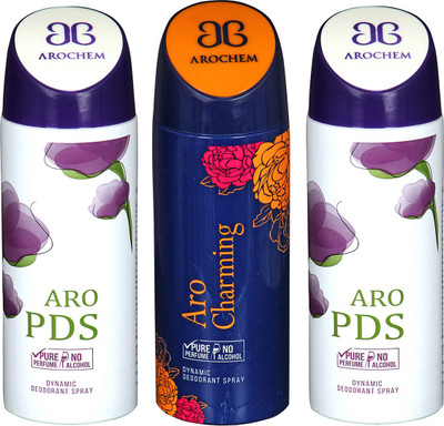 

AROCHEM ARO PDS-2 & ARO CHARMING DYNAMIC DEODORANT BODY SPRAY BODY DEO SPRAY Body Spray - For Men & Women(600 ml, Pack of 3)