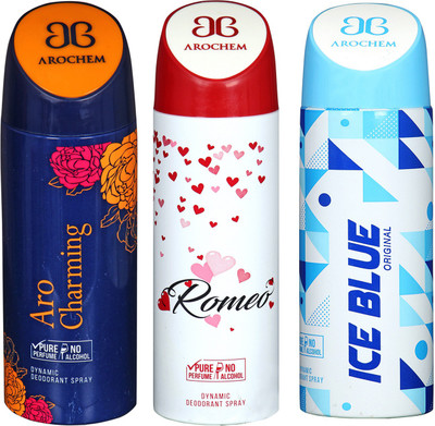 

arochem ARO CHARMING & ICE BLUE & ROMEO DYNAMIC DEODORANT BODY SPRAY BODY DEO SPRAY Body Spray - For Men & Women(600 ml)