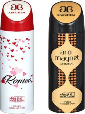 

Arochem Combo Pack Romeo and Aro Magnet Dynamic Deodorant Spray Deodorant Spray - For Men & Women(400 ml, Pack of 2)