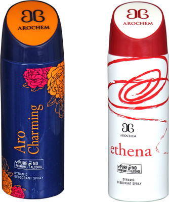 

Arochem Combo Pack Aro Charming and Ethena Dynamic Deodorant Spray Deodorant Spray - For Men & Women(400 ml, Pack of 2)