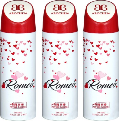 AROCHEM ROMEO -3 DYNAMIC DEODORANT BODY SPRAY BODY DEO SPRAY Deodorant Spray  -  For Men & Women(600 ml, Pack of 3)