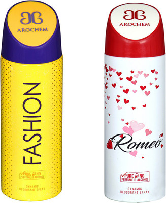 

AROCHEM FASHION & ROMEO DYNAMIC DEODORANT BODY SPRAY BODY DEO SPRAY Body Spray - For Men & Women(400 ml, Pack of 2)