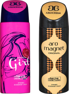 

Arochem Charming Girl and Aro Magnet Combo Pack Dynamic Deodorant Spray Deodorant Spray - For Men & Women(400 ml, Pack of 2)