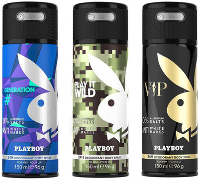 

Playboy Generation + Wild + VIP Deodorant Spray - For Men(450 ml)