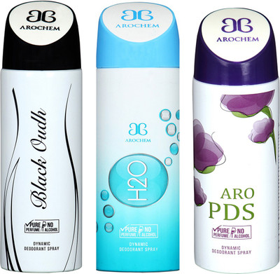 

AROCHEM BLACK OUDH & ARO PDS & H2O DYNAMIC DEODORANT BODY SPRAY BODY DEO SPRAY Body Spray - For Men & Women(600 ml)