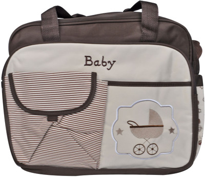 

EZ Life Baby Diaper Carry Bag - Stripes - 7 compartments - Diaper Changing Mat Included - Waterproof - Large - Nylon - Brown Baby Diaper Carry Bag(Brown)